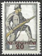 Suisse /Schweiz/Switzerland // Vignette Militaire HELVETIA - Soldatenmarken - "JNF. REGIMENT 20" - MH* - (ref. 28) MLH  - Etichette