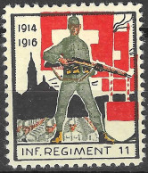 Switzerland Schweiz Soldatenmarken Infanterie Inf. Regiment 11 * 1914 1916 Dunkelblauer Aufdruck 1940 Wappen Solothurn - Vignettes