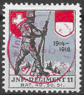 Switzerland SCHWEIZ Soldatenmarke: INF.REGIMENT 11, 1914-1916 // Inf.Regiment 11 No.43  Vignette Regiment Cancel - Etichette