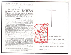DP Edmond De Block ° Waasmunster 1891 † Belsele Sint-Niklaas 1953 X Silvia De Rechter - Devotion Images