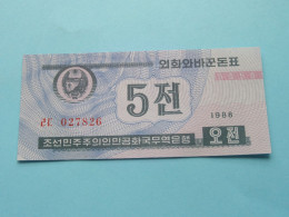 5 Chon - 1988 ( For Grade, Please See Photo ) UNC > North Korea ! - Corea Del Norte