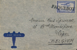 BELGIAN CONGO  LINEAR MARK PAQUEBOT COVER ON THE LAKE TANGANYIKA  TO LIEGE TRANSIT KIGOMA - Lettres & Documents