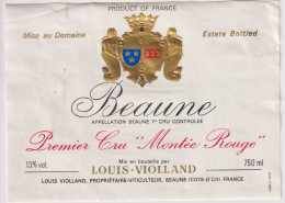 Etiket Etiquette - Vin Wijn - Beaune - Premier Cru Montée Rouge - Louis Violland - Andere & Zonder Classificatie