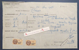 ● Banque Ottomane 1928 Décompte De Règlement Mme Durand > Docteur Ewin - Timbres Fiscaux 50c - Bank & Insurance