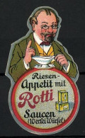 Reklamemarke Rotti Saucen, Mann Mit Sauciere, Saucenwürfel  - Erinnophilie