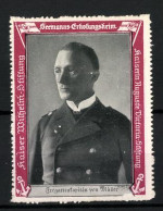 Reklamemarke Fregattenkapitän Von Müller Im Portrait, Seemanns-Erholungsheim Kaiserin Auguste Victoria-Stiftung  - Erinnophilie