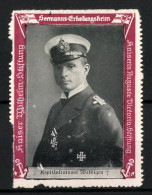 Reklamemarke Kapitänleutnant Weddigen Im Portrait, Seemanns-Erholungsheim Kaiserin Auguste Victoria-Stiftung  - Erinnophilie