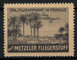 Reklamemarke Ital. Flugapparat In Tripolis, Metzeler Fliegerstoff  - Erinnofilie