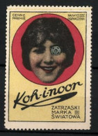 Reklamemarke Koh-i-noor Zatrzaski, Marka Sqiatowa, Frau Mit Druckknopf Im Auge  - Vignetten (Erinnophilie)