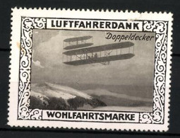 Reklamemarke Doppeldecker Im Flug, Wohlfahrtsmarke Luftfahrerdank  - Erinnofilie