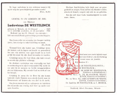 DP Ludovicus De Westelinck ° Melsele Beveren Waas 1869 † 1956 Weyn De Kerf De Blanger Vercauteren Van Broeck - Devotion Images