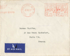 COVER AIR REGISTRATION BOARD LONDON 8/12/1947 EMA FROM PARIS - Machines à Affranchir (EMA)