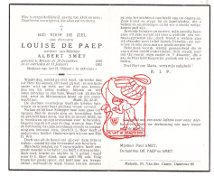 DP Louise De Paep ° Melsele Beveren Waas 1889 † 1965 X Albert Smet - Devotieprenten