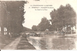 PENICHES - BATELLERIE - EPERNAY - MAGENTA-DIZY (51) Le Canal Et Le Pont En 1919 - Houseboats