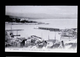 Cp, 06, Antibes, Le Port Et Vue Panoramique Sur Les Alpes, Voyagée 1909 - Antibes - Old Town