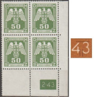 052/ Pof. SL 15, Corner Stamps, Plate Number 2-43, Type 2, Var. 1 - Unused Stamps
