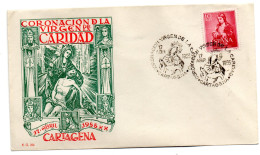 Carta Con Matasellos Commemorativo De Coronacion Virgen De Cartagena 1955 - Lettres & Documents