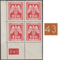 055/ Pof. SL 19, Corner Stamps, Plate Number 2-43, Type 2, Var. 5 - Nuovi