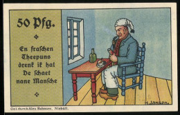 Notgeld Niebüll 1920, 50 Pfennig, Mann Mit Pfeife Und Teepunsch  - [11] Local Banknote Issues