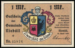 Notgeld Niebüll 1920, 1 Mark, Frau Am Spinnrad  - [11] Local Banknote Issues