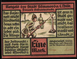 Notgeld Sömmerda /Th. 1921, 1 Mark, Soldat Mit Bajonett, Wappen, Portraits Nikolaus Von Dreyse U. Ch. G. Salzmann  - [11] Emissions Locales