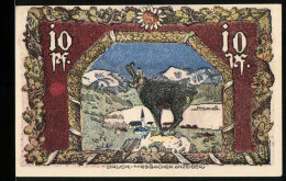 Notgeld Schliersee 1921, 10 Pfennig, Bergziege Vor Dem Ort, Wappen, Burg, Kirche  - [11] Local Banknote Issues