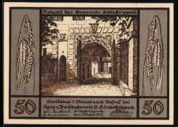 Notgeld Schlossvippach 1921, 50 Pfennig, Schlosspartie, Ähren, Siegel  - [11] Emissions Locales