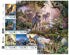 Ukraine 2024, Fauna, Wolves, Art, Sheetlet Of 6v - Ukraine