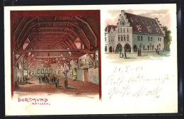Lithographie Dortmund, Rathaus, Ratssaal, Kaiserbesuch Am 11. August 1899  - Dortmund