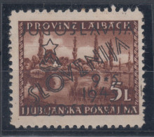 Italy Occupation Slovenia Laibach 5 Lire ERROR "WIRE" 1945 MNH ** - Mint/hinged