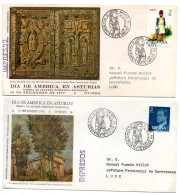 2 Cartas  Con Matasellos Commemorativo De Dia De America En Asturias 1977 - Storia Postale