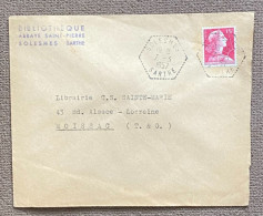 Enveloppe Affranchissement Type Muller Oblitération Recette Auxiliaire Solesmes Sarthe 1957 - 1921-1960: Moderne