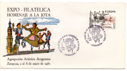 Carta  Con Matasellos Commemorativo De  Homenaje A La Jota - Storia Postale