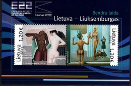 LITHUANIA 2022-09 ART Nu Paintings: European Culture Capitals. Joint LT-Luxembourg, MNH - Joint Issues