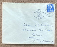 Enveloppe Affranchissement Type Muller Oblitération Torcy Seine Et Marne 1957 - 1921-1960: Période Moderne
