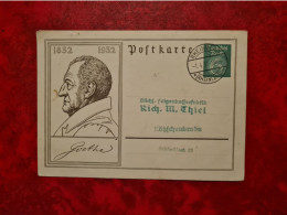 Lettre Allemagne 1933 CARTE ENTIER GOETHE 1832/1932 RHEINBERG ST NICOLAUS HOSPITAL - Autres & Non Classés