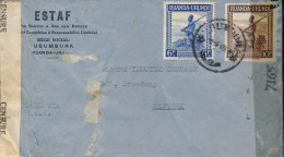 RUANDA URUNDI LETTRE CENSUREE D'USUMBURA 1945 VERS NY - Covers & Documents