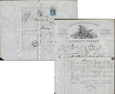 France 1872. Lettre Lunéville à Audruicq. Houblons De Tous Pays, Articles De Brasserie, Colle De Poisson, Fécule Caramel - Birre