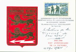 XXVe Anniversaire De La Victoire Normandie Niemen YT N°1606 Maxi Autographe Signature Commandant Igor R Eichenbaum - 1940-1949