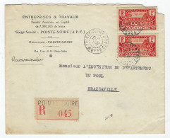 Lettre Recommandée De POINTE-NOIRE Moyen Congo Pour Brazzaville 1936 - Brieven En Documenten