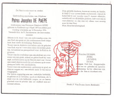 DP Petrus Josephus De Paepe ° Kieldrecht Beveren Waas 1875 † 1954 X Elisabeth Apers // Lauwens De Rop - Devotion Images