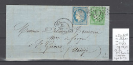 France - Lettre Tarbes  -  AFFRANCHISSEMENT 09/1871 - Yvert 37 + 42 B - SIGNE CALVES - 1849-1876: Période Classique