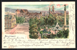 Lithographie Stuttgart, Altes Schloss Mit Schlossplatz  - Stuttgart