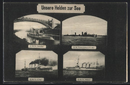 AK SMS Ariadne, Cöln, Mainz, Torpedoboot V 187  - Krieg