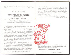 DP Maria Sidonia Verlee ° Sint-Pauwels Sint-Gillis-Waas 1882 † Stekene 1952 X Ludovicus Peeters - Devotieprenten
