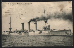 AK SM Kl. Gesch. Kreuzer Mainz, 1914 Bei Helgoland Versenkt  - Oorlog