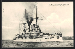 AK Kriegsschiff S. M. Linienschiff Hannover Auf See  - Krieg