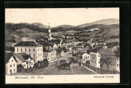 Künstler-AK Mettmach /Ob. Oest., Ortsansicht Mit Hauptstrasse Und Bergpanorama  - Other & Unclassified