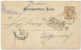 ENTIER POSTAL1889 AVEC CACHET JÄGERNDORF BAHNHOF - Cartoline