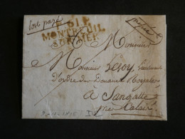 DO18  FRANCE LETTRE   1816 MONTREUIL SUR MER  EN ROUGE  +AFF. INTERESSANT++ - 1801-1848: Vorläufer XIX